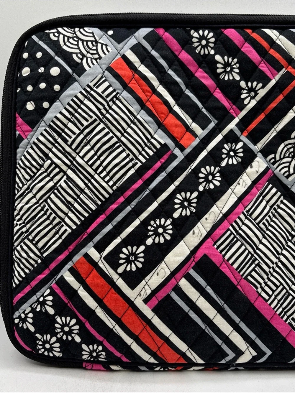 Vera Bradley Northern Stripes Black/Pink Women’s Quilted Laptop Bag